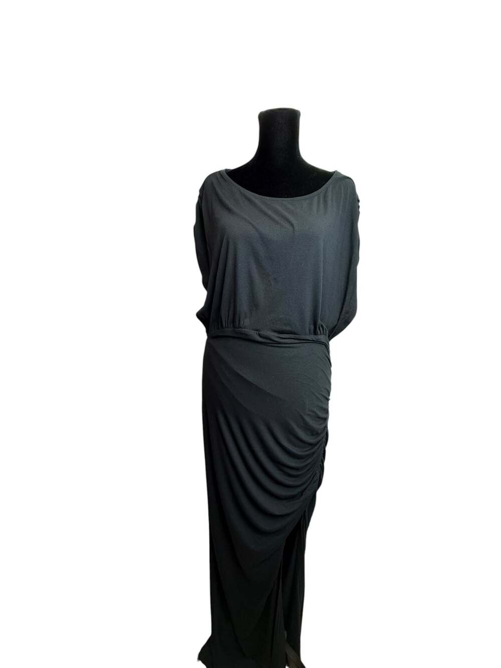Free People Women's Black Cutout Open Back Ruched Maxi Dress Size L NWT
